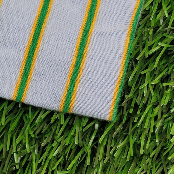 Vintage 90s MOD Stripes Polo Shirt Small 18x26 Blue Green Yellow - Picture 9 of 12